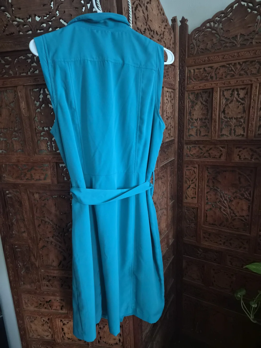 Calvin Klein Emerald Green Asymmetrical Zip Belted Sheath Dress